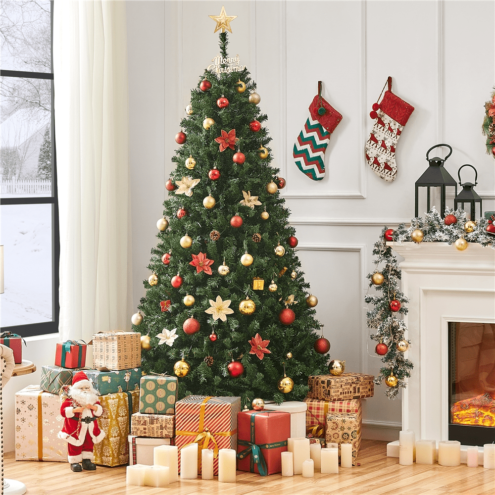Alden Design 6ft Pre-lit Spruce Artificial Christmas Tree with 300 LED Lights, Green