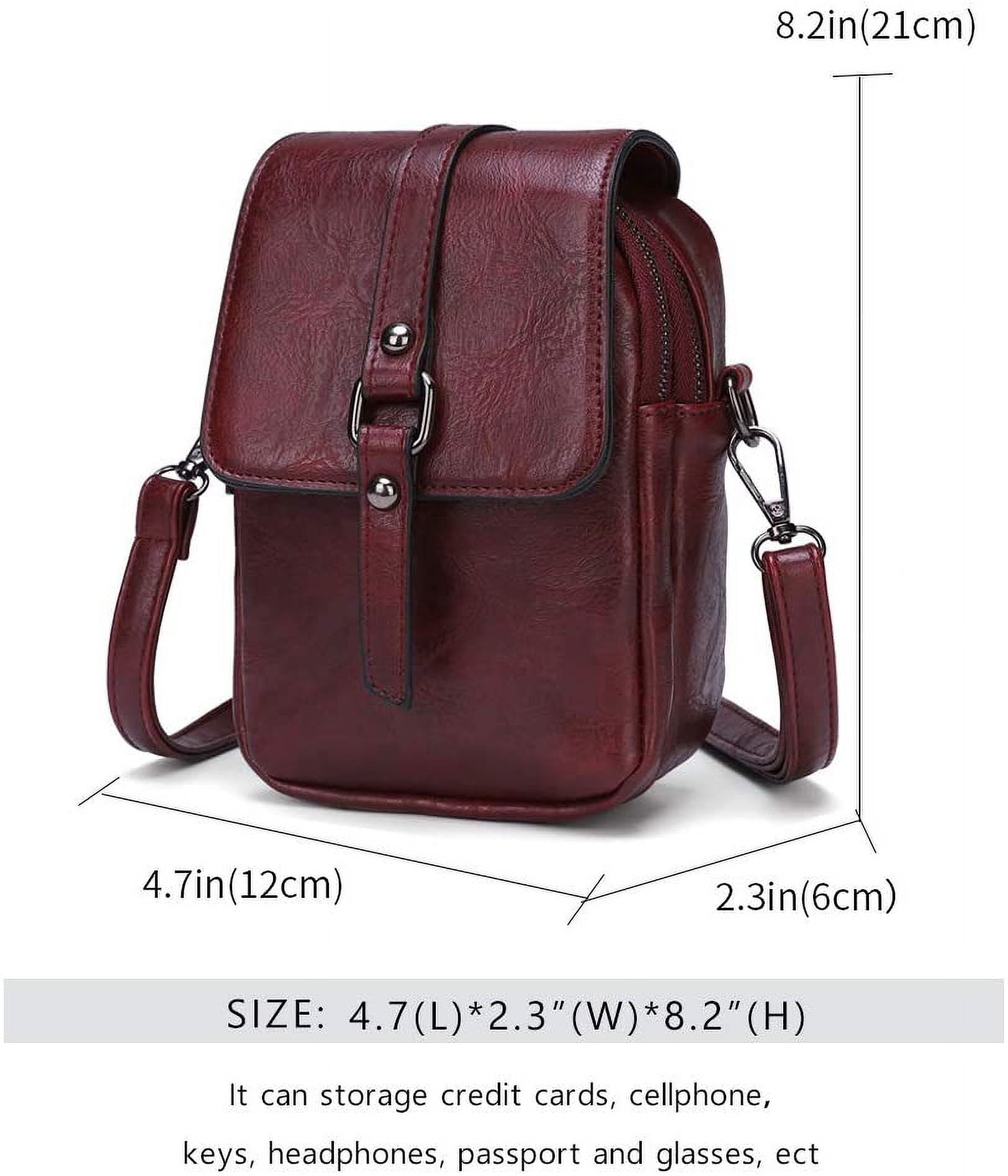 Vintage Crossbody Phone Bag for Women, Small Leather Shoulder Purse and Handbag with Tassel&Rivet Decoration