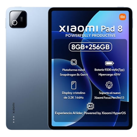 XIAOMI Pad 8 Ai WiFi Version Global No Calls or Text 11.2 inches 3.2K 144Hz 9200mAh Four Speakers 13 Mp Model 25097RP43G Blue, 256GB + 8GB
