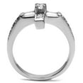 thumbnail image 3 of High polished (no plating) Stainless Steel Ring with AAA Grade CZ in Clear for Women Clear Stone Color Style TK2871 Size 6, 3 of 4