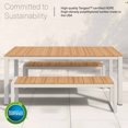 thumbnail image 2 of DuroGreen Park City 72" Rectangular 3-Pc Outdoor Dining Set, 1 Dining Table/2 Benches Made With All-Weather Tangent Sustainable Lumber, High End Patio Furniture, White with Natural Teak, 2 of 7