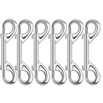 Trianu 6 Pcs Double Ended Bolt Snap Hook, 3.5" Zinc Alloy Metal Clips Key Holder, Snap Hooks,Trigger Chain Clips, Silver