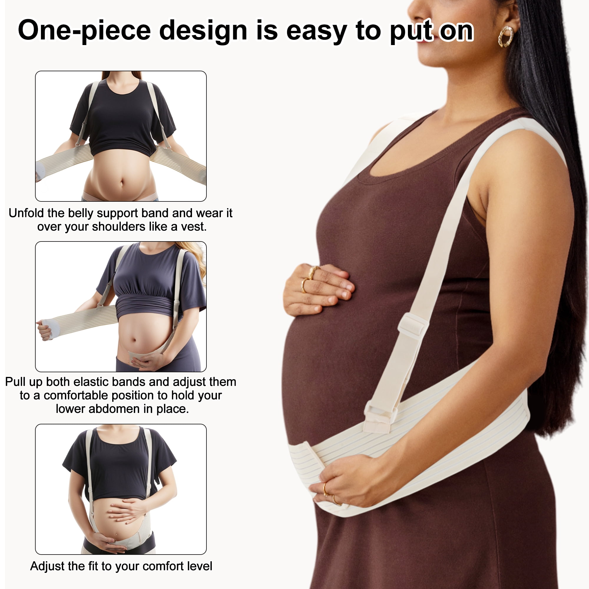 Unique Bargains Maternity Belly Band with Adjustable Straps 1 Pc Large Apricot