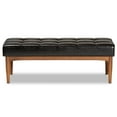 thumbnail image 3 of Baxton Studio Sanford Tufted & Upholstered Bench, Dark Brown, 3 of 8