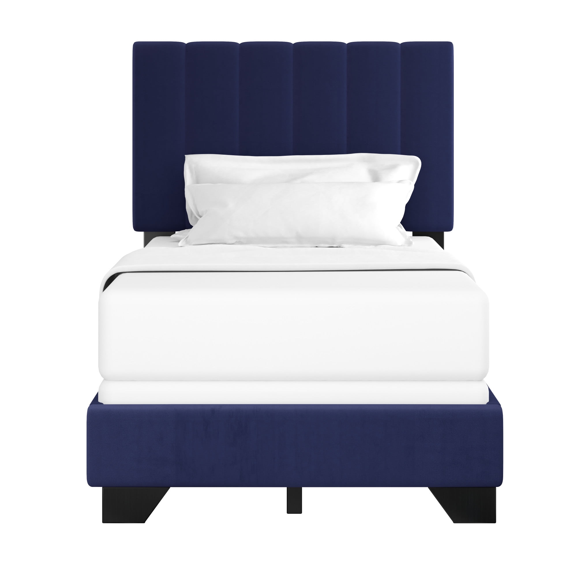 Reece Channel Stitched Upholstered Twin Bed, Sapphire, by Hillsdale Living Essentials