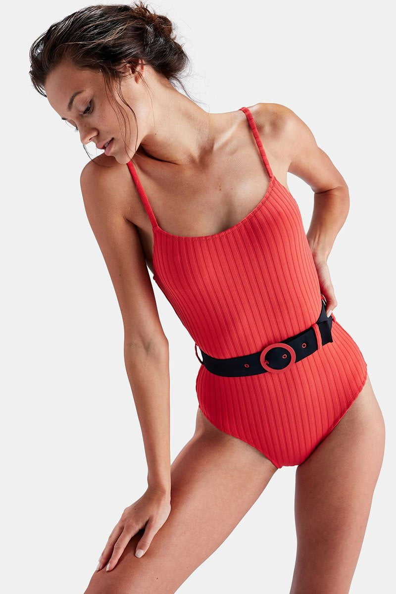 nina belted one piece swimsuit