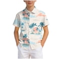 thumbnail image 7 of WUANDIXFA Kids Vibrant Hawaiian Shirt Beach Party Style Boy's Girl's Fun Print (Mint Green, 7-8 Years), 7 of 7