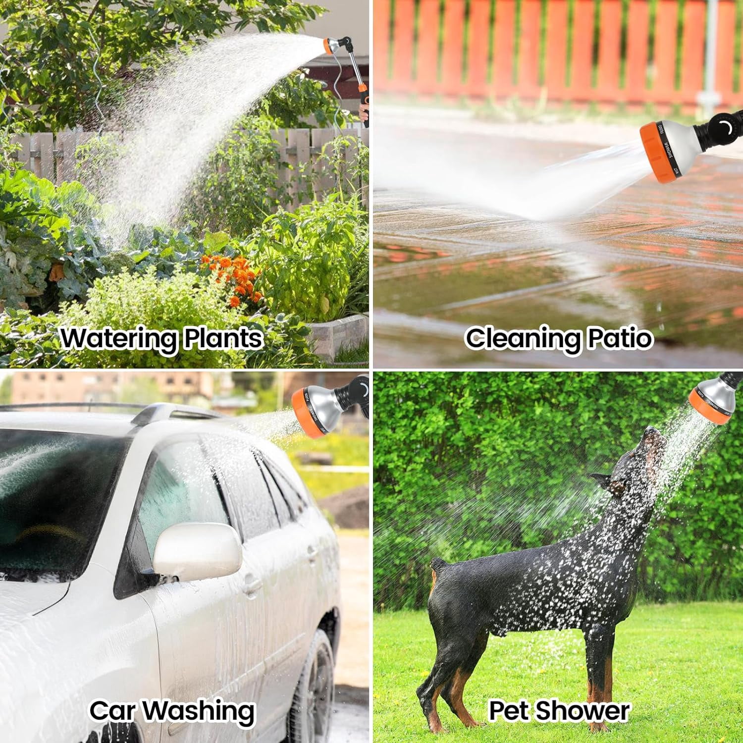 Garden Hose Watering Wand 17.5", 8-Pattern Spray Nozzle with Thumb Control