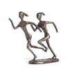 Handcrafted Cast Bronze Two Females Jogging Decorative Sculpture
