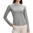 thumbnail image 3 of Ediodpoh Women's Protective Wicking Long Sleeve Yoga Fitness Shirt & Breathable for Running & Sports Womens Tops Grey S, 3 of 7