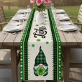 thumbnail image 5 of Green St. Patrick's Day Cotton Linen Table Runner for Dining Kitchen, Gnomes Watercolor Leaves Rustic Wedding Outdoor Party Tablerunners, Dresser Scarf Coffee Tablecloth Runners 13x60 Inches, 5 of 8