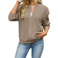 thumbnail image 5 of Wevis Women's Zip Up Fall Jacket, Long Sleeve Ribbed Knit Autumn Cardigan, Casual Loose Lightweight Sweater Coat, 5 of 7