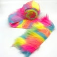 thumbnail image 4 of Shaggy Mohair Faux Fur Fabric Strips Ribbon, Pre Cut Roll, 4" Wide by 60" Long - Pastel Rainbow, 4 of 4