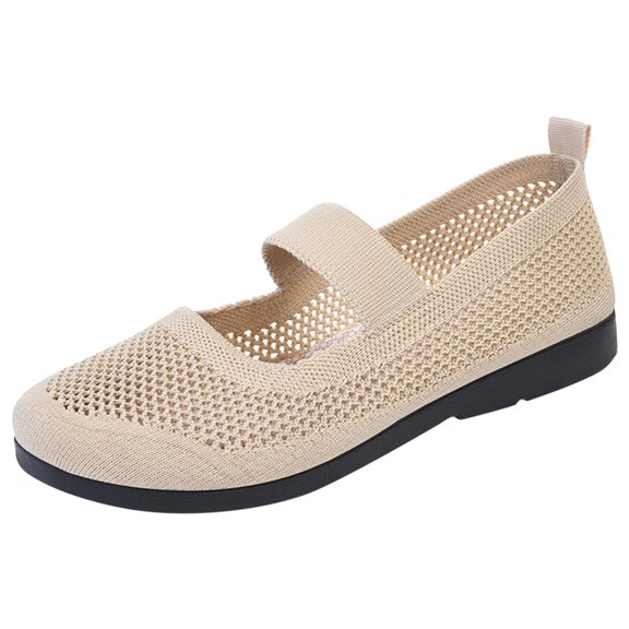 Sngxgn Womens Flat Shoes Classic Flats Dress Shoes Soft Flats for Woman Comfortable Dressy(Beige,39)