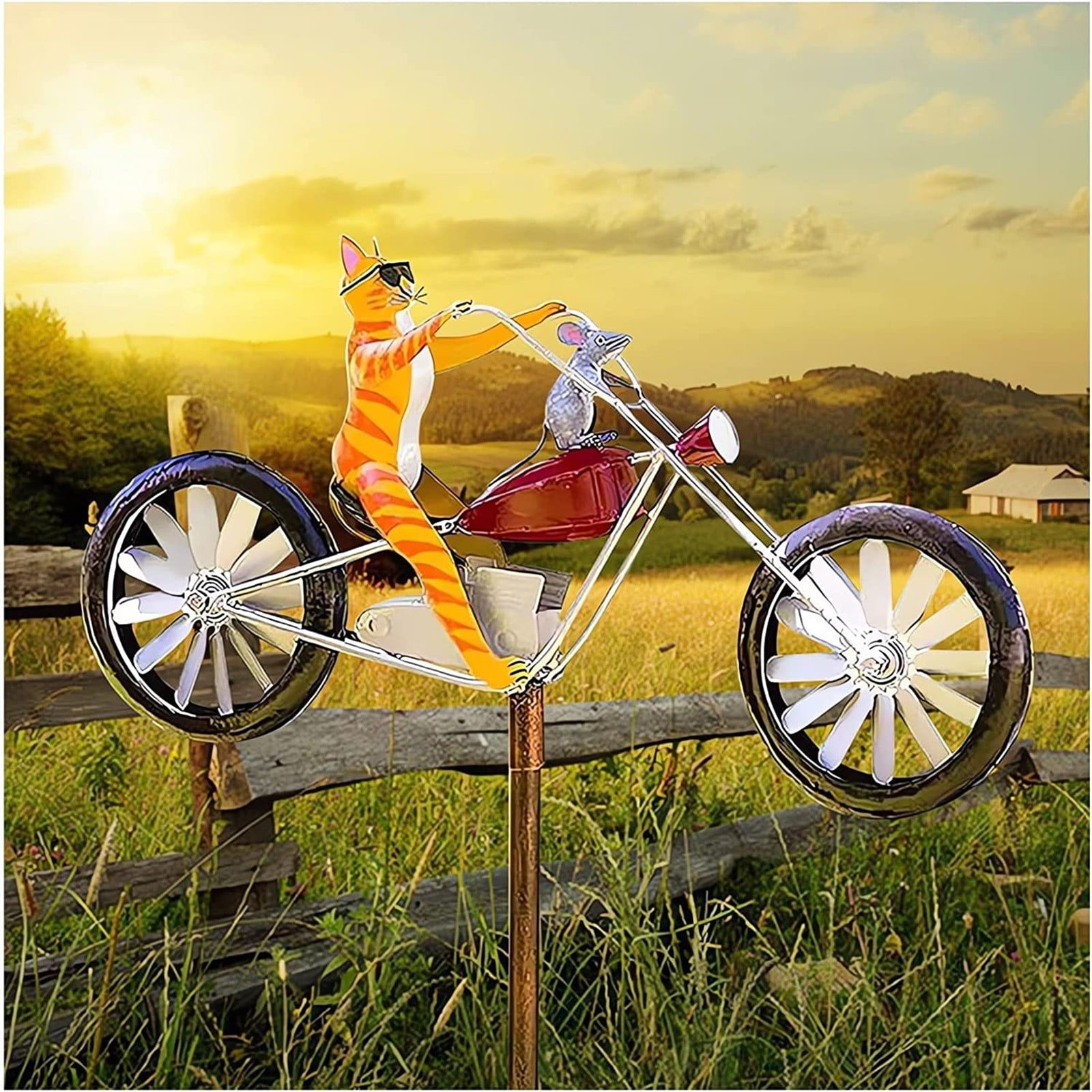 Vintage Metal Wind Garden Cute Animal Yard Metal Windmills Garden Ornaments Decor Outdoor Metal Art Sculptures & Statues Decorations
