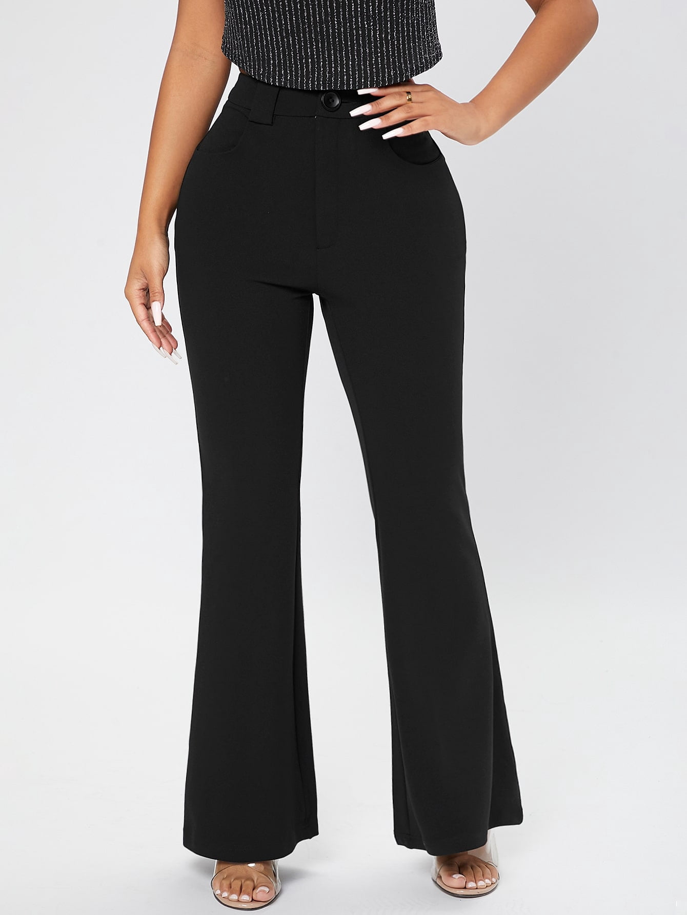 High Waist Flare Leg Pants 66313W11112 