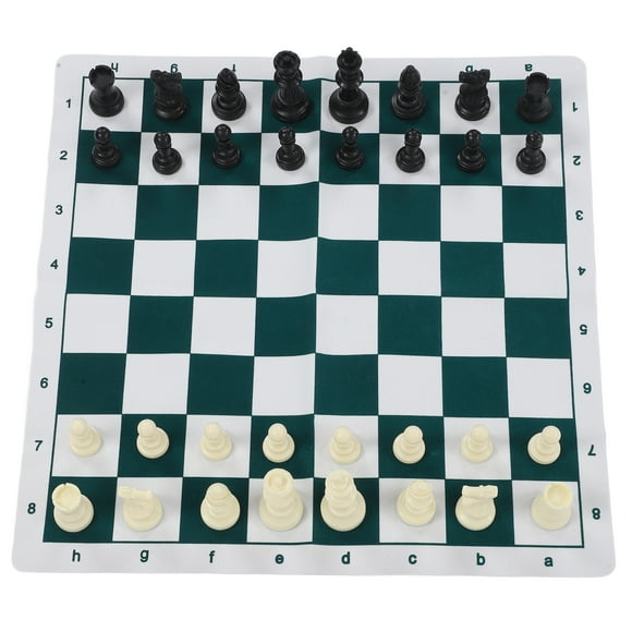Chess Set, Convenient High Strength Desktop Board Game Portable Simple with Artificial Leather Board for Party