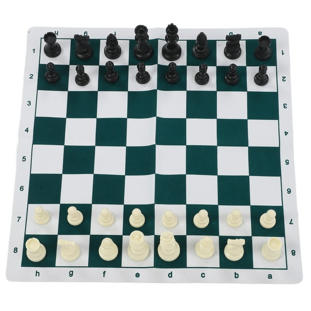 Chess Set, Convenient High Strength Desktop Board Game Portable Simple with Artificial Leather Board for Party