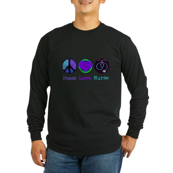 CafePress - Peace Love Nurse Long Sleeve Dark T Shirt - Long Sleeve Dark T-Shirt