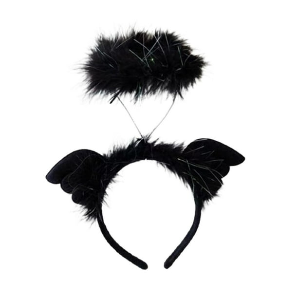 Diadema de alas de ángel con luz, ideal como regalo de fiesta para Halloween. Negro