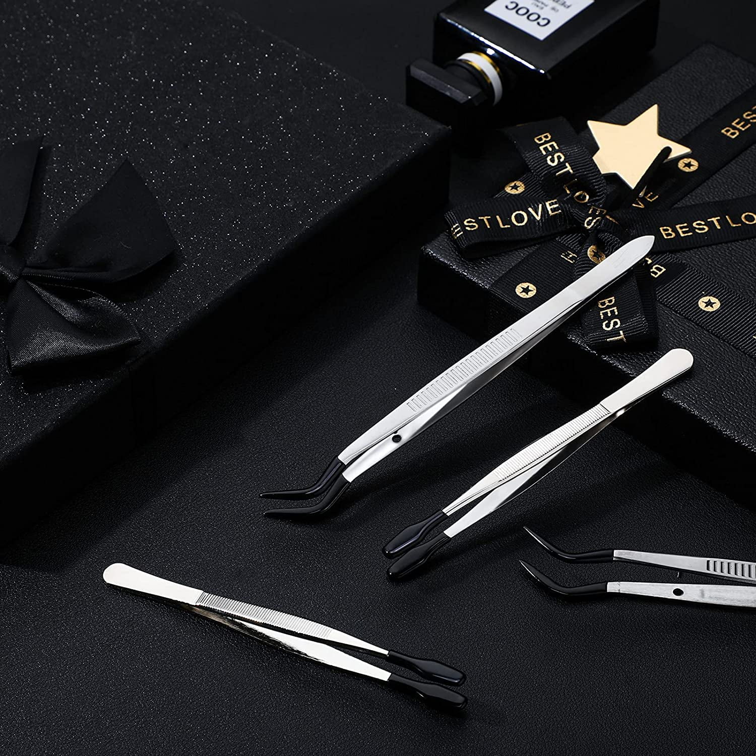 1/4 Pieces Tweezers With Rubber Tips Tweezers Rubber PVC Silicone Coated Non Marring Flat Tip Bent Tip Tweezers Tipped - 66 - View #7