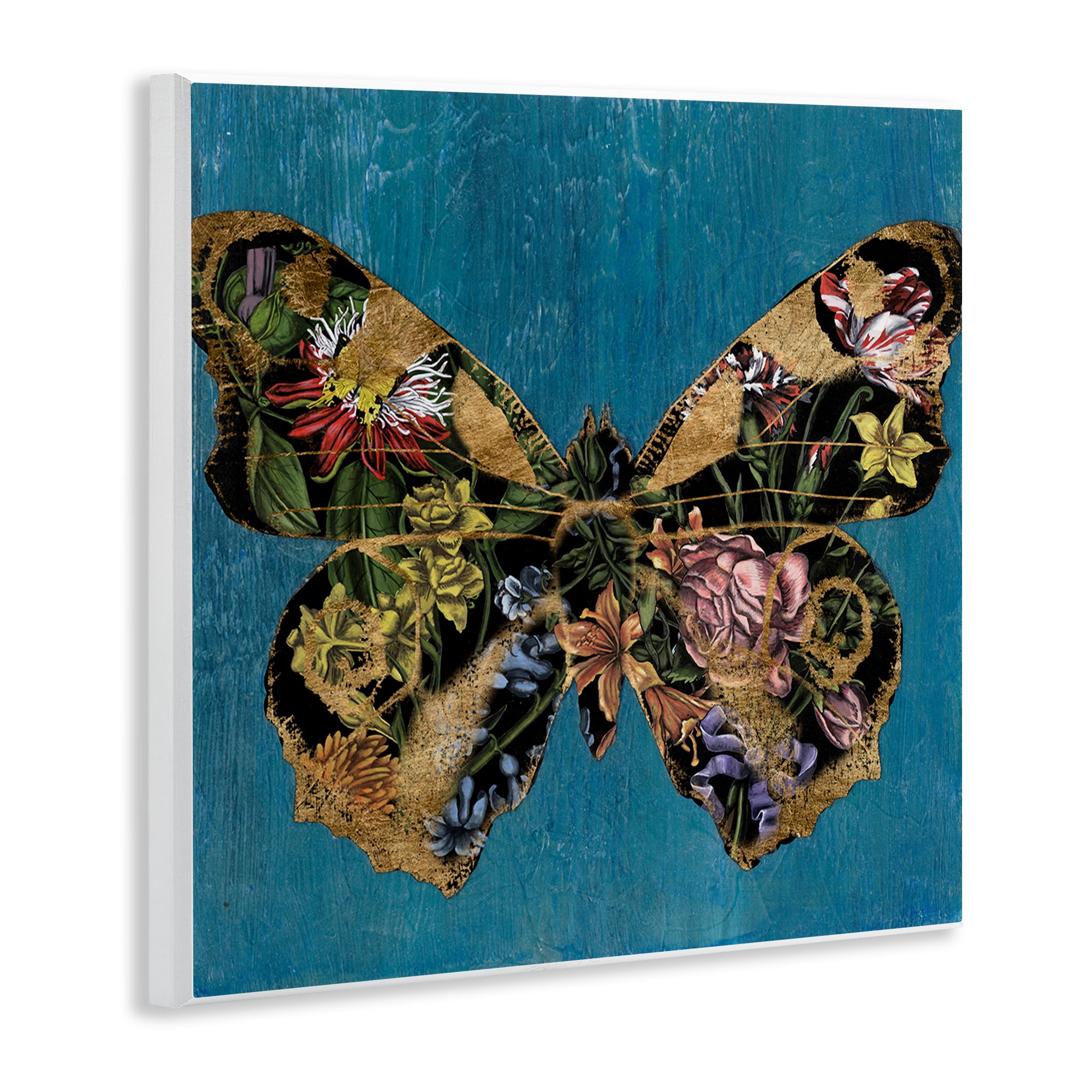 Stupell Industries Vintage Floral Butterfly Animals & Insects Painting Unframed Art Print Wall Art, 12 x 12