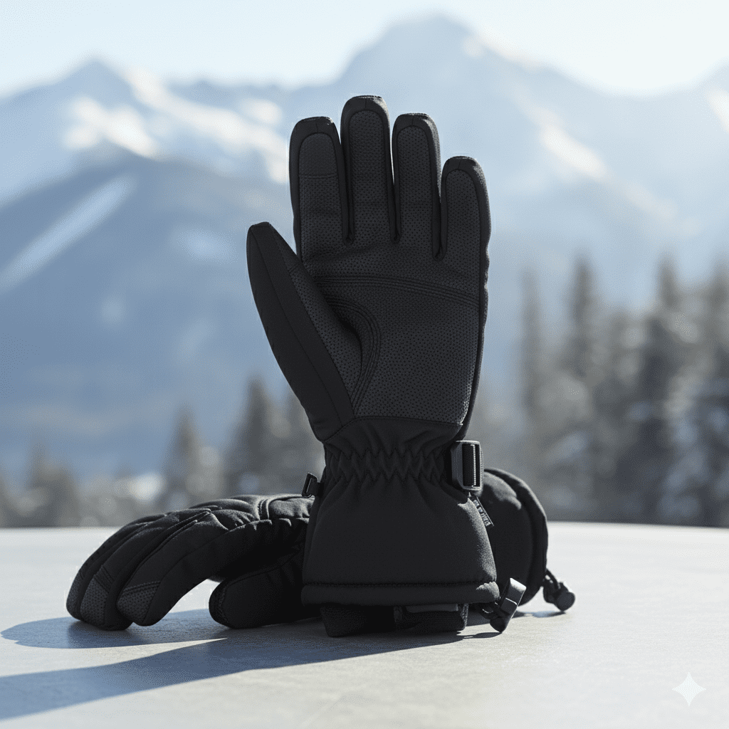 HEAD Unisex Snow Ski Winter DuPont Sorona Gloves w/ Heat Pocket BLACK, M (6-10)