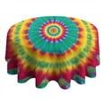 thumbnail image 4 of Colorful Tie Dye Petal Mandala Pattern Round Tablecloth 60"x60",Wrinkle Wipeable Table Cloth for Kitchen Dining Room Picnic Patio Party, 4 of 6