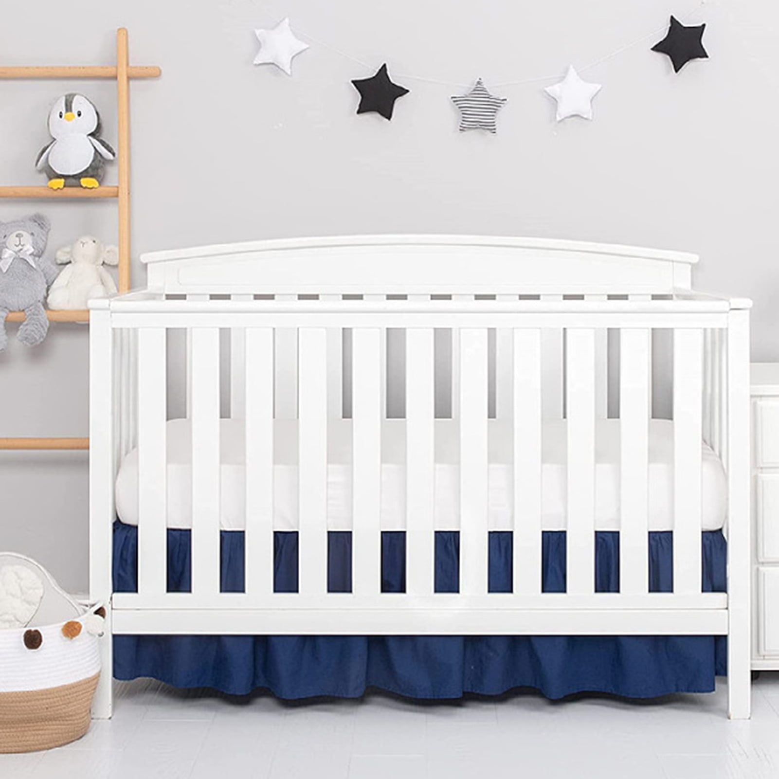 Opvise Bed Dust Cover Easy Installation Baby Crib Bed Skirt Soft Elastic Toddler Crib Bedding Skirt for Bedroom