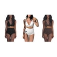 thumbnail image 4 of Naiovety Conjunto de traje de baño dividido para mujer, traje de baño de Color sólido de poliéster de verano con escote en V profundo, traje Traje de baño, 4 of 6