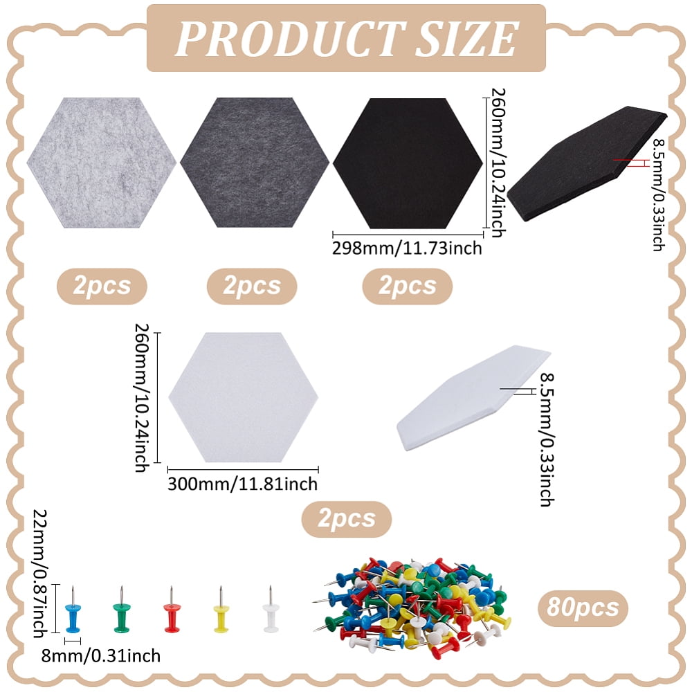 8 Pcs 4 Colors Felt Pin Board Notice Boards with 80 Thumbtacks 10.2x11.7inch Self Adhesive Felt Pin Board Bulletin Board Sound Absorbing