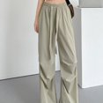 thumbnail image 3 of BUYISI Vintage Gyaru Womens Overalls High waist Drawstring Paratrooper Pants Sweatpants Apricot XL, 3 of 6