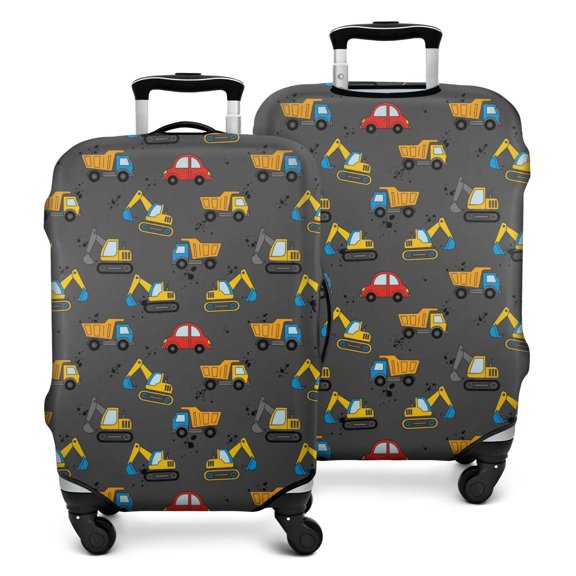 Cartoon Construction Vehicles Dump Trucks Luggage Cover Fashion Suitcase Cover Baggage Covers Fit 25-28 Inch Luggage (Go Travel)