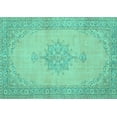 thumbnail image 1 of Ahgly Company Machine Washable Indoor Rectangle Persian Turquoise Blue Traditional Area Rugs, 4' x 6', 1 of 4