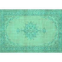 Ahgly Company Machine Washable Indoor Rectangle Persian Turquoise Blue Traditional Area Rugs, 5' x 7'