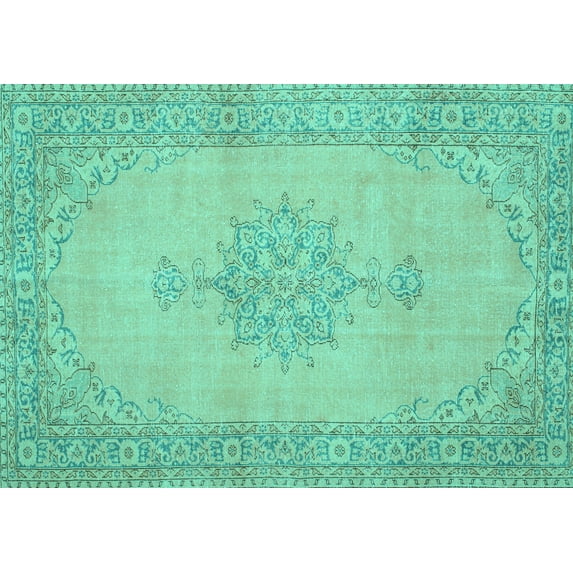 Ahgly Company Machine Washable Indoor Rectangle Persian Turquoise Blue Traditional Area Rugs, 4' x 6'