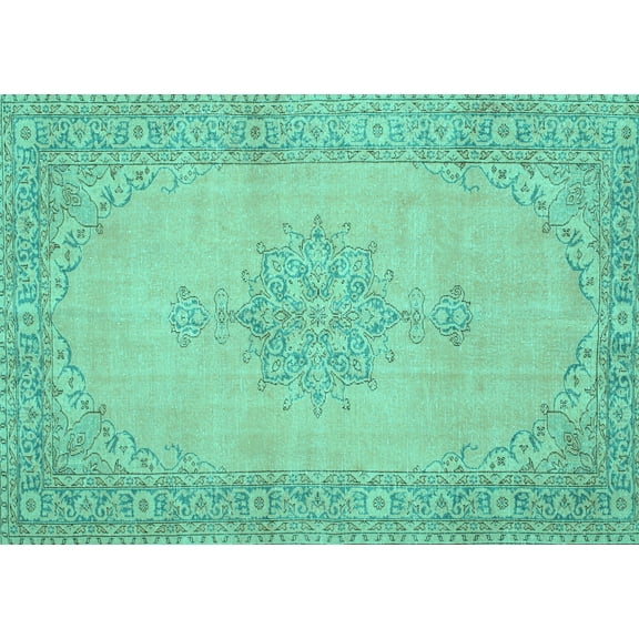 Ahgly Company Machine Washable Indoor Rectangle Persian Turquoise Blue Traditional Area Rugs, 5' x 7'