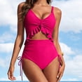 thumbnail image 3 of Hrsba 1 Piece Swimsuits Women Solid Color with Padded Cups No Underwire Loose Casual Bathing Suits for Women Summer Beach Wear Swimwear, 3 of 5
