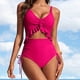 thumbnail image 1 of Tankini de moda para mujer, color sólido con cojín en el pecho y sin soporte de acero, traje de baño holgado con cordón dividido, traje de baño de dos piezas para mujer, trajes de baño tankini para mu, 1 of 7