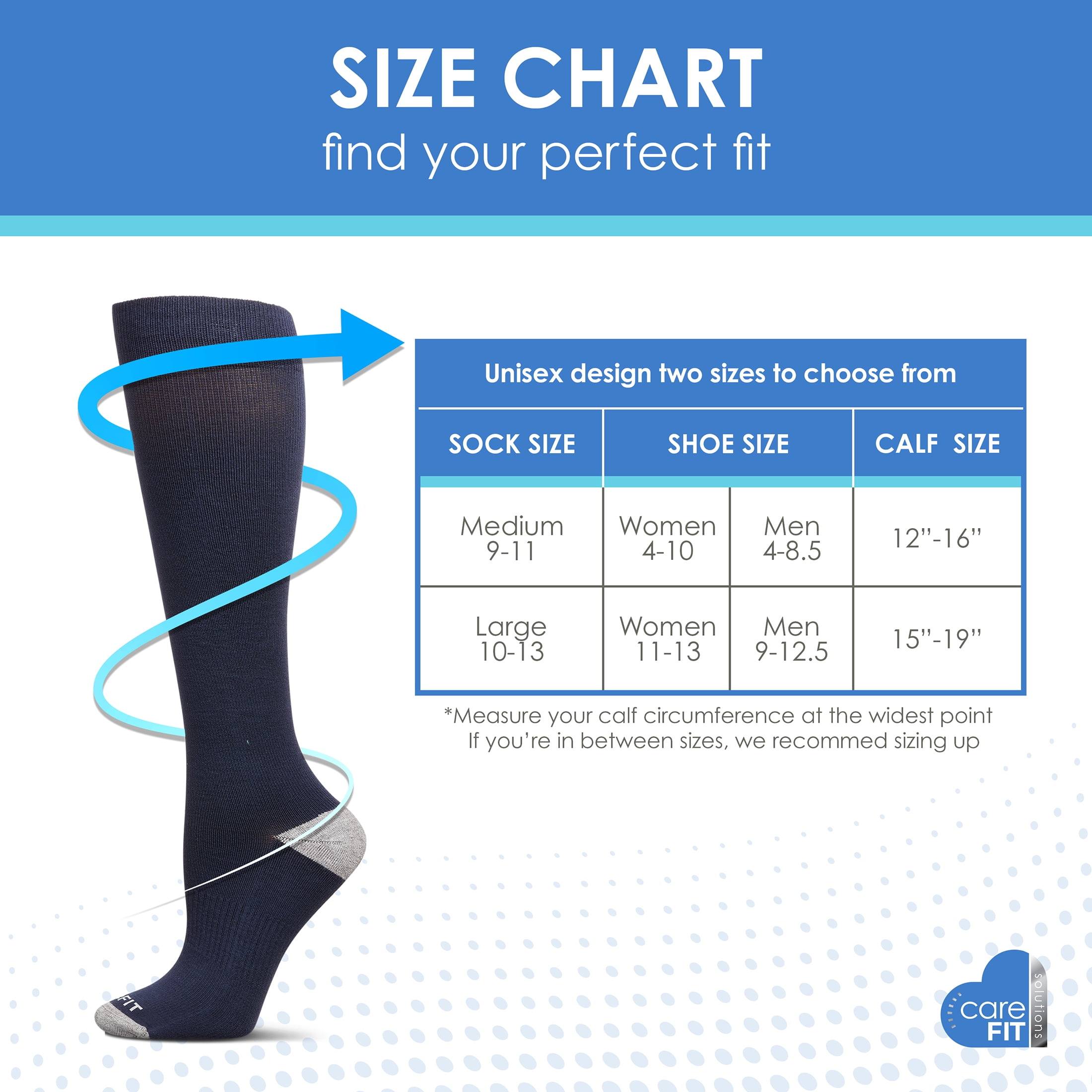 Care Fit Solutions 2 Pair Pack Striped Cotton Blend Graduated Compression Socks
