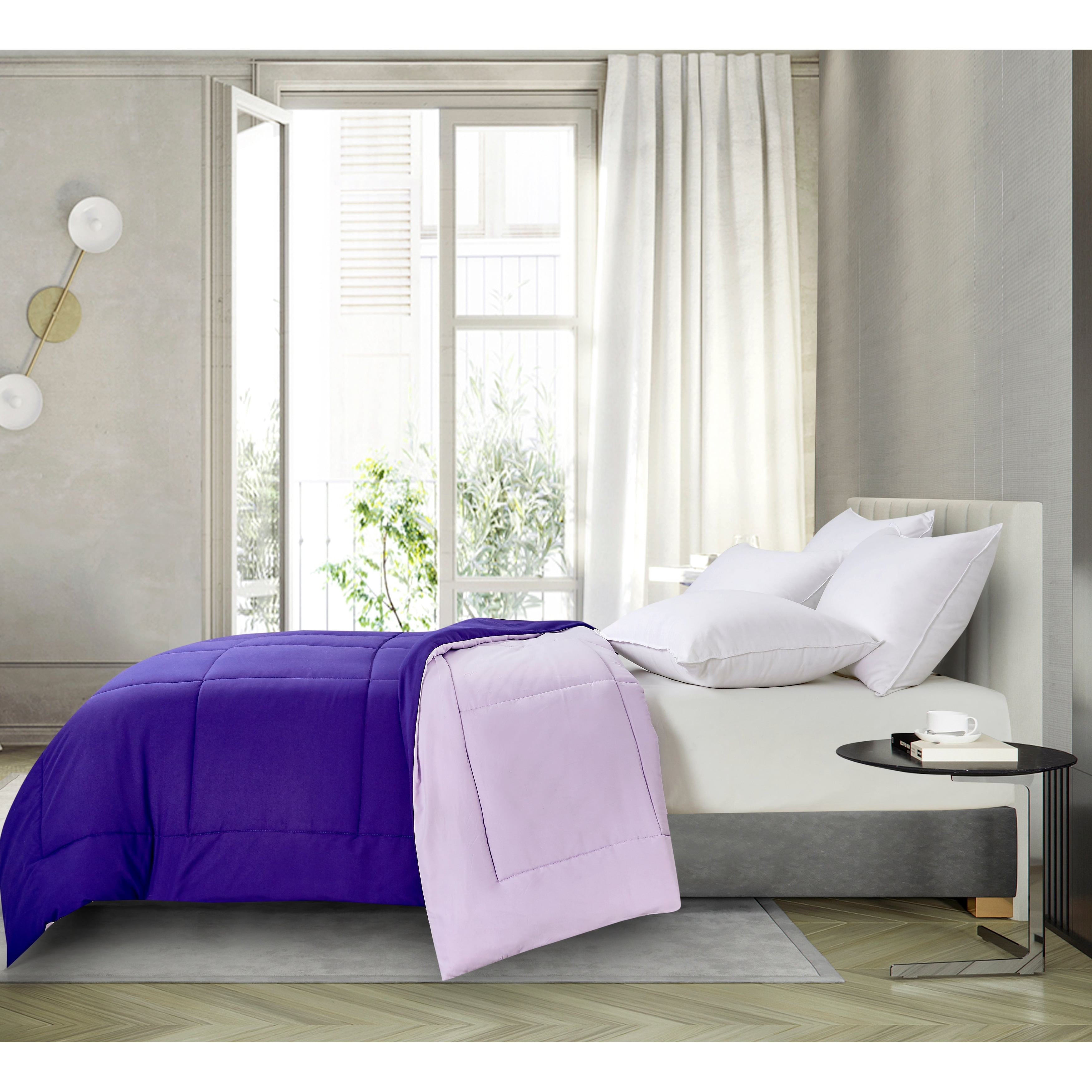 Hotel Grand Microfiber Hypoallergenic Reversible Down Alternative Comforter Purple, violet Full - Queen