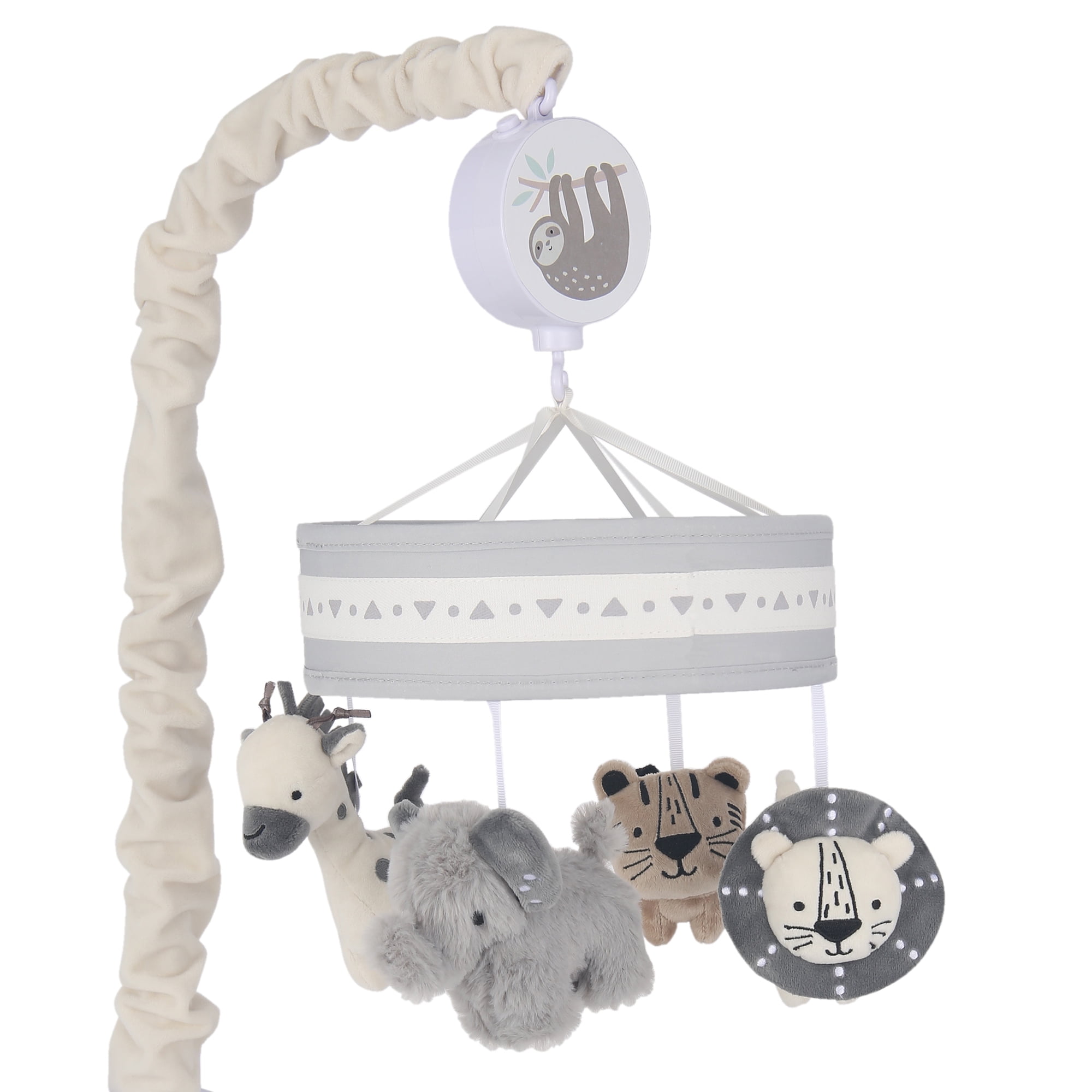 Lambs & Ivy Baby Jungle Animals Gray/Tan Musical Crib Mobile Soother Toy 