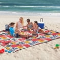 thumbnail image 5 of Extra Large Picnic Beach Blanket Waterproof Sand Proof Portable Outdoor Mat Colorful Plants and Squares 60x80, 5 of 9