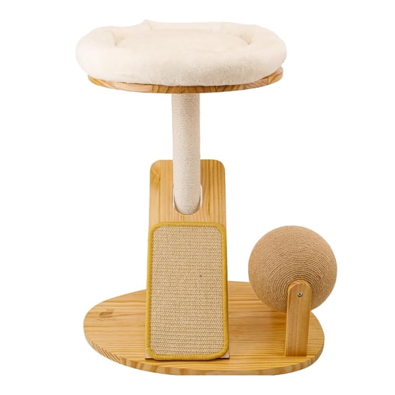 Pialouge Pet Activity Structure Wood Cat Climbing Frame Milky White