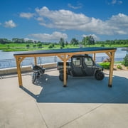 Backyard Discovery Kingsport 20x12 Cedar Wood Carport, Galvanized Steel Roof, PowerPort