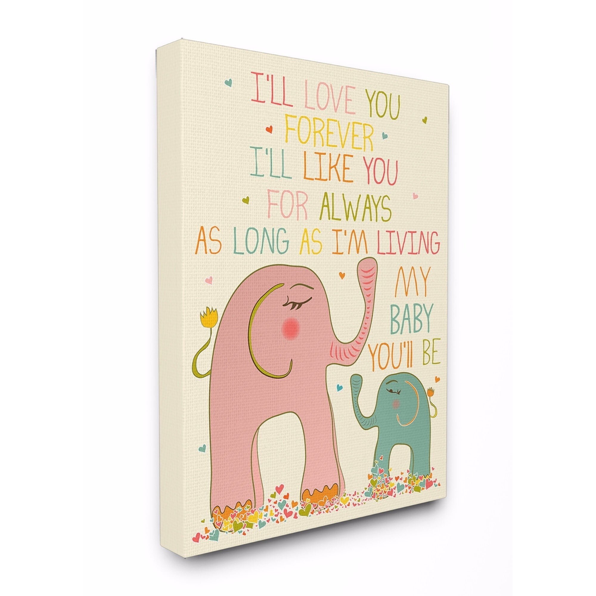 Stupell Elephants Art, I'll Love You Forever Oversized Stretched Canvas Wall Art, 24 x 1.5 x 30
