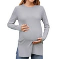 thumbnail image 1 of Blouse de Maternité Haut de Grossesse pour Femme à Manches Longues Décontractée à Volants Chemise Basique Tissu Extensible Confortable pour, 1 of 5