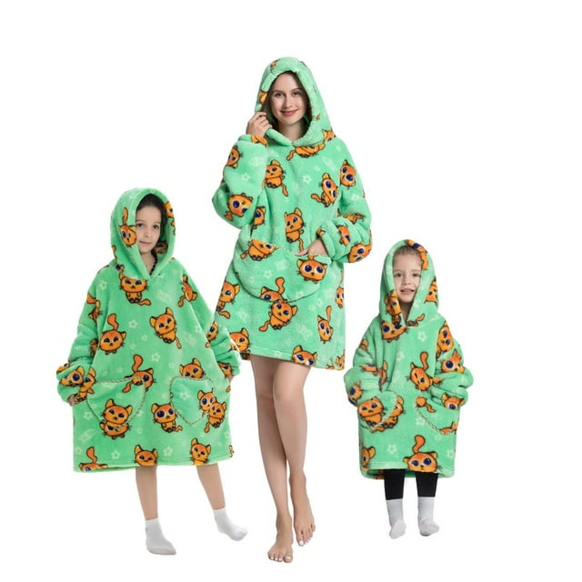 Wearable Blanket Hoodie for Adults Sherpa All Patterns Oversized Sweatshirt Blanket with Pockets