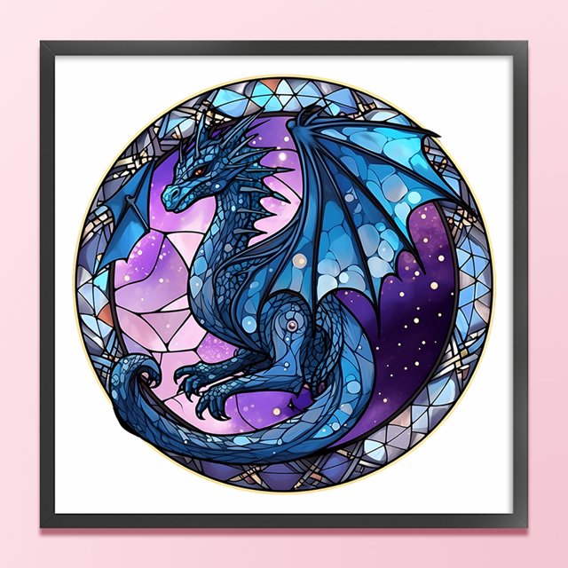 Cuadros Decorativos Bordado completo Wdftyju Hilo de algodón 11CT Stain Glass Dragon