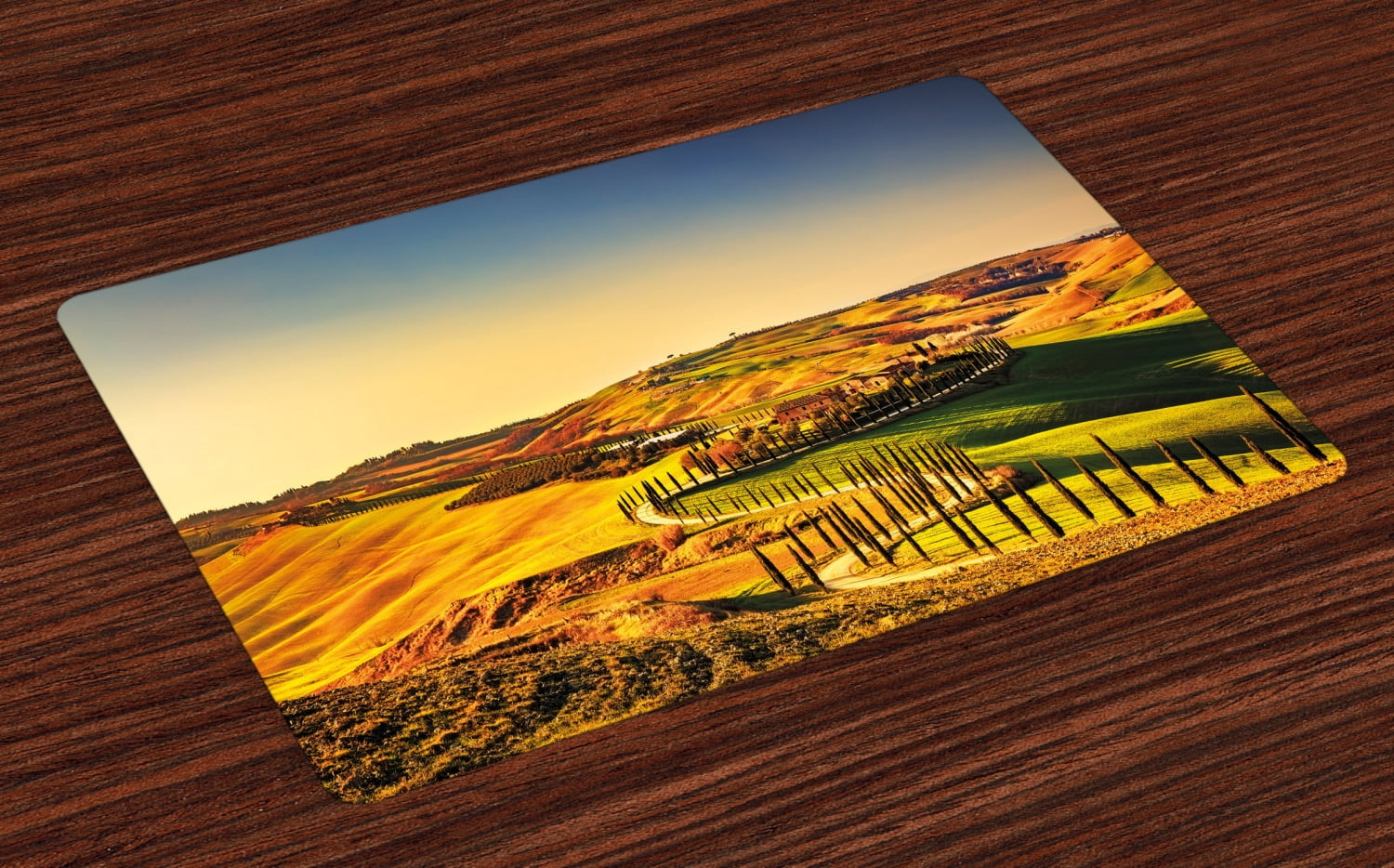 Italy Placemats Set of 4 Tuscany Crete Senesi Rural Landscape Cypress